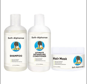 SOFT ALPHONSE; Shampoo Hair 250 ml, Conditioner 250 ml, Hair Mask 250 ml, Serum Hair Oil 120 ml