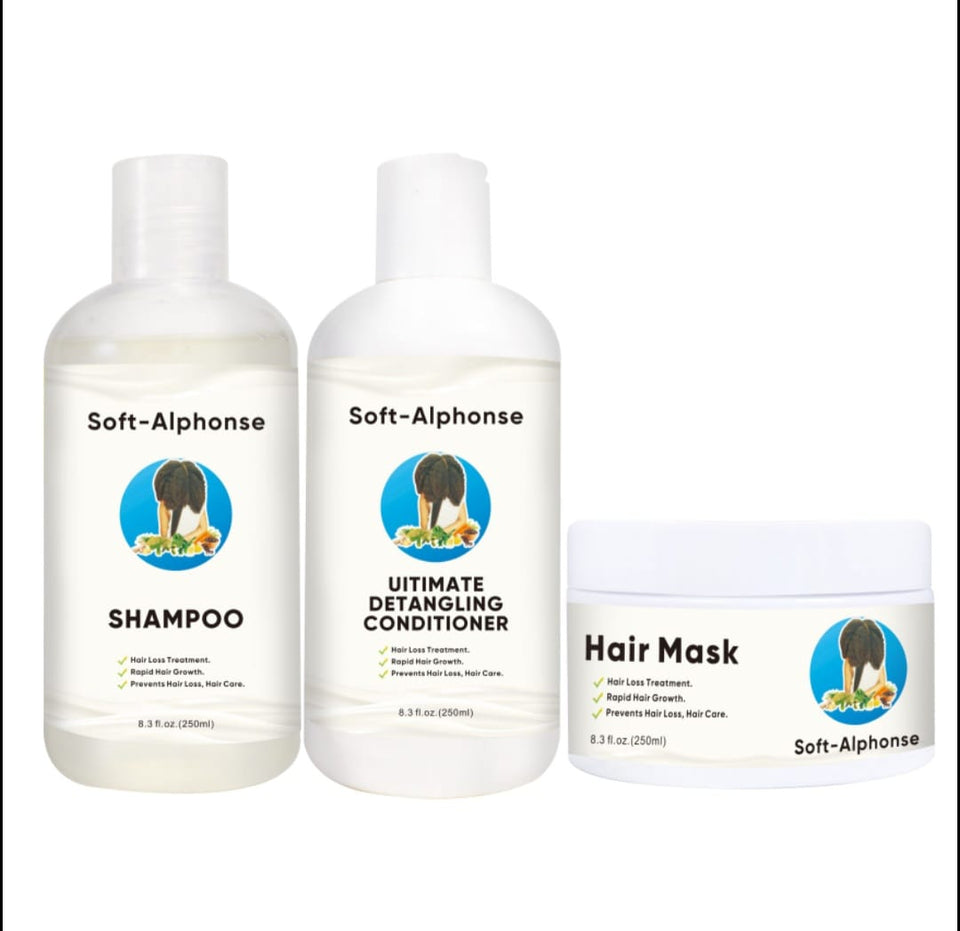 SOFT ALPHONSE; Shampoo Hair 250 ml, Conditioner 250 ml, Hair Mask 250 ml, Serum Hair Oil 120 ml